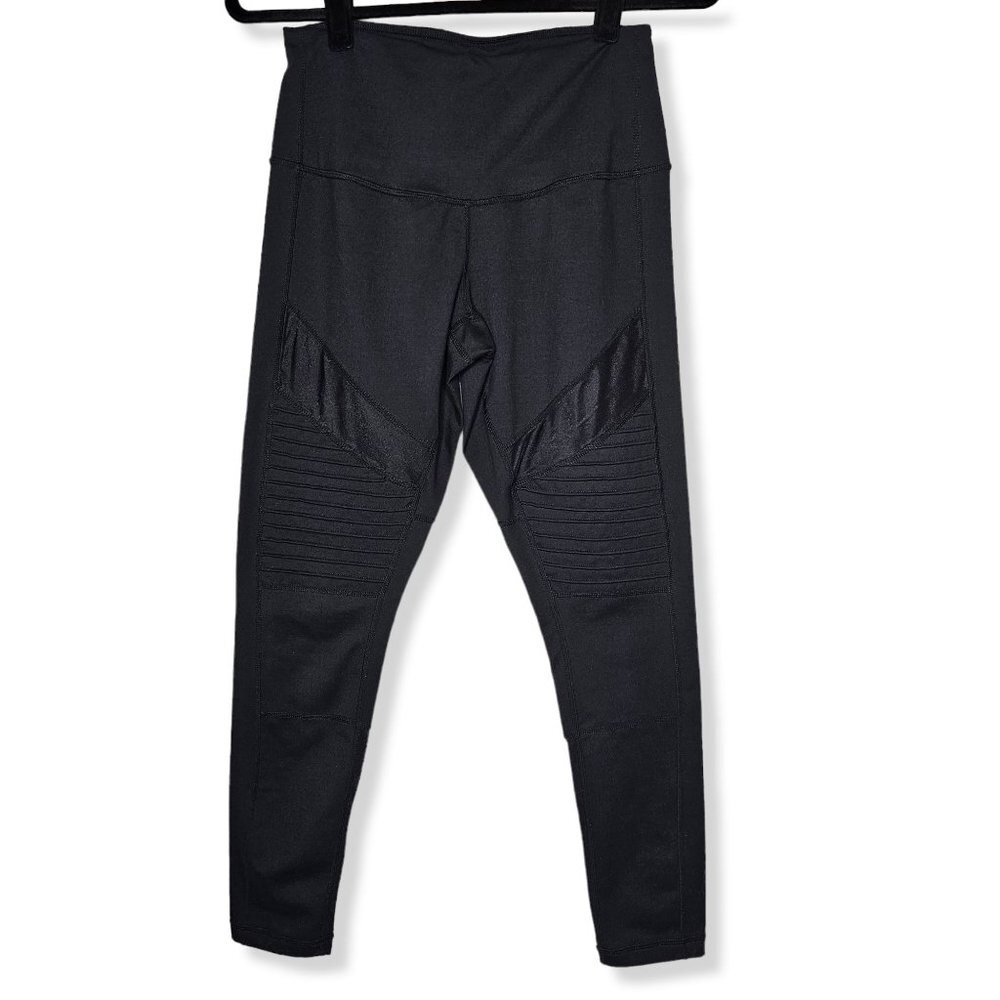 ⚡️Zella Size Medium Black Moto and Mesh Panel Leggings Mid Rise 26" Inseam